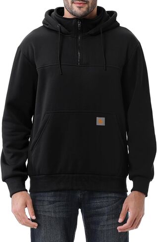 Men's Fashion Hoodies Sweatshirts Loose Fit Heavyweight Quarter-Zip Sweatshirt Fleece-Lined Pullover in Saudi Arabia