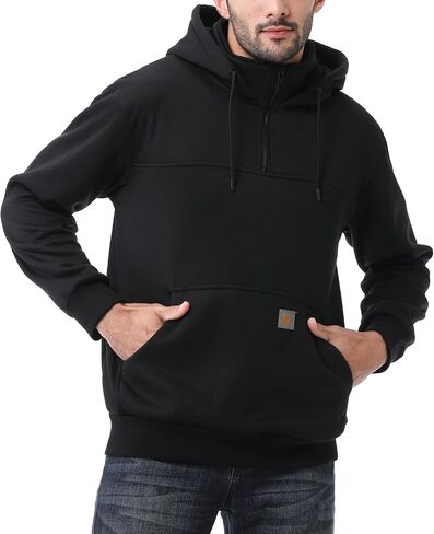 Men's Fashion Hoodies Sweatshirts Loose Fit Heavyweight Quarter-Zip Sweatshirt Fleece-Lined Pullover in Saudi Arabia