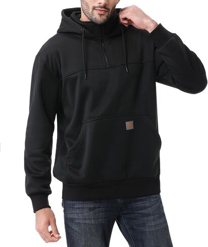 Men's Fashion Hoodies Sweatshirts Loose Fit Heavyweight Quarter-Zip Sweatshirt Fleece-Lined Pullover in Saudi Arabia