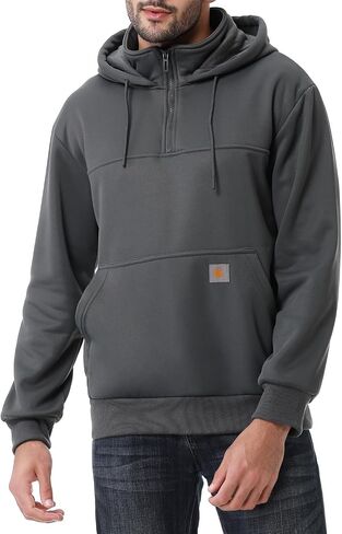Men's Fashion Hoodies Sweatshirts Loose Fit Heavyweight Quarter-Zip Sweatshirt Fleece-Lined Pullover in Saudi Arabia