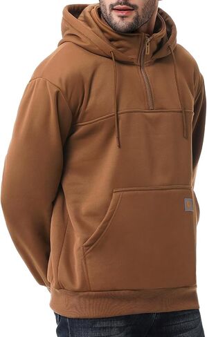Men's Fashion Hoodies Sweatshirts Loose Fit Heavyweight Quarter-Zip Sweatshirt Fleece-Lined Pullover in Saudi Arabia