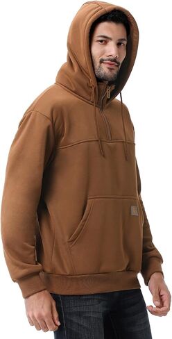 Men's Fashion Hoodies Sweatshirts Loose Fit Heavyweight Quarter-Zip Sweatshirt Fleece-Lined Pullover in Saudi Arabia