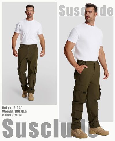 Susclude Cargo Work Pants for Men - Heavy Duty Stretch Work Pants Durability Ripstop Hiking Pants with 8 Pockets in Saudi Arabia