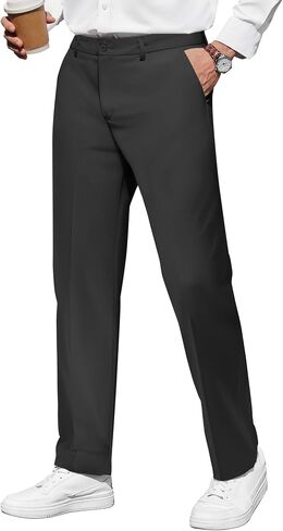 COOFANDY Men's Casual Pants Classic Fit Straight Legs Flat Front Twill Pants in Saudi Arabia
