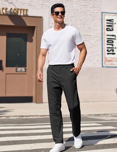 COOFANDY Men's Casual Pants Classic Fit Straight Legs Flat Front Twill Pants in Saudi Arabia