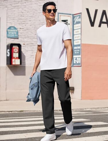 COOFANDY Men's Casual Pants Classic Fit Straight Legs Flat Front Twill Pants in Saudi Arabia