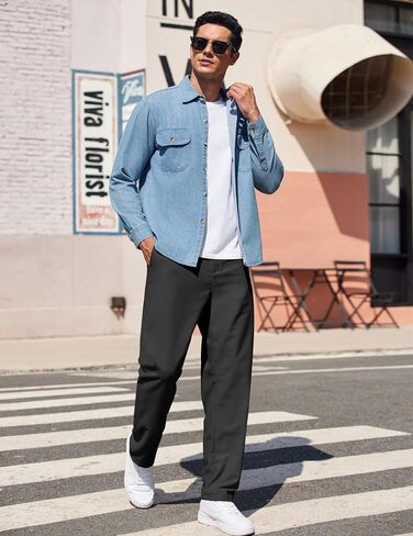 COOFANDY Men's Casual Pants Classic Fit Straight Legs Flat Front Twill Pants in Saudi Arabia
