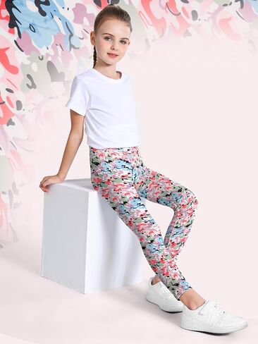 عبوة من 3 سراويل ضيقة مطبوعة للفتيات لليوجا للأطفال من عمر 2 إلى 11 عامًا in Kuwait