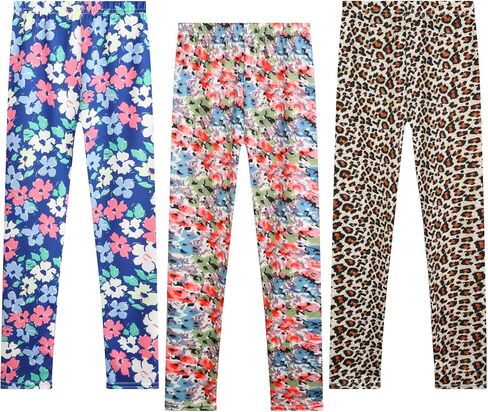 عبوة من 3 سراويل ضيقة مطبوعة للفتيات لليوجا للأطفال من عمر 2 إلى 11 عامًا in Kuwait