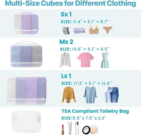 Cambond Machine Washable Mesh Laundry Bag Packing Cubes - 4 Set See Through Packing Cubes for Travel, Lightweight Dual-Use Mesh Laundry Wash Bags with Handle, Travel Cubes Luggage Organizer Bags in Kuwait
