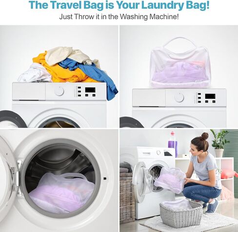 Cambond Machine Washable Mesh Laundry Bag Packing Cubes - 4 Set See Through Packing Cubes for Travel, Lightweight Dual-Use Mesh Laundry Wash Bags with Handle, Travel Cubes Luggage Organizer Bags in Kuwait