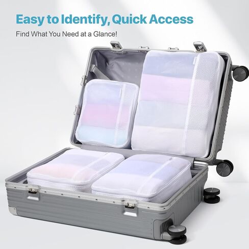 Cambond Machine Washable Mesh Laundry Bag Packing Cubes - 4 Set See Through Packing Cubes for Travel, Lightweight Dual-Use Mesh Laundry Wash Bags with Handle, Travel Cubes Luggage Organizer Bags in Kuwait