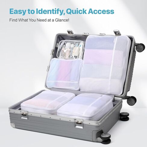 Cambond Machine Washable Mesh Laundry Bag Packing Cubes - 4 Set See Through Packing Cubes for Travel, Lightweight Dual-Use Mesh Laundry Wash Bags with Handle, Travel Cubes Luggage Organizer Bags in Kuwait