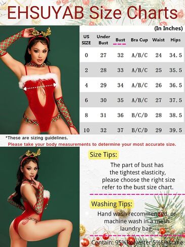 EHSUYAB—4Pc Christmas Costume—Deer Antler Headband, Bodysuit Outfits in Kuwait