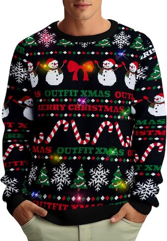 سترة Goodstoworld للرجال/النساء تضيء سترة عيد الميلاد القبيحة المحبوكة مع أضواء LED وامضة متعددة الألوان in Kuwait