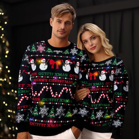 سترة Goodstoworld للرجال/النساء تضيء سترة عيد الميلاد القبيحة المحبوكة مع أضواء LED وامضة متعددة الألوان in Kuwait