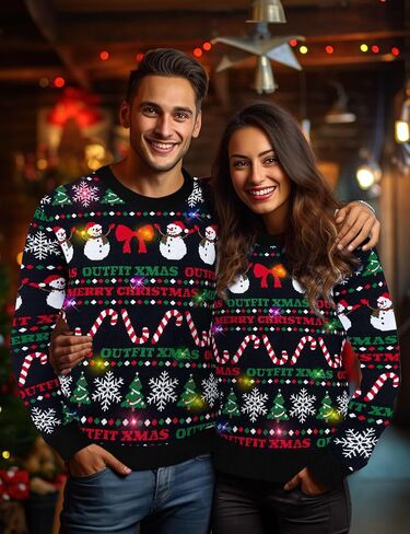 سترة Goodstoworld للرجال/النساء تضيء سترة عيد الميلاد القبيحة المحبوكة مع أضواء LED وامضة متعددة الألوان in Kuwait