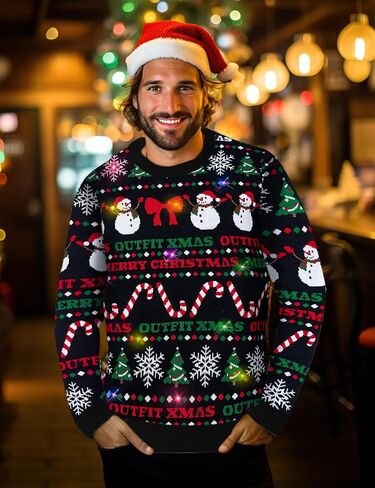 سترة Goodstoworld للرجال/النساء تضيء سترة عيد الميلاد القبيحة المحبوكة مع أضواء LED وامضة متعددة الألوان in Kuwait