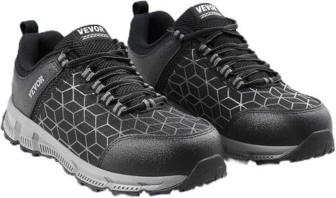 VEVOR Men's Aluminum Alloy Toe Lightweight Cushion Industrial Work Shoes Construction Sneakers Black in Saudi Arabia