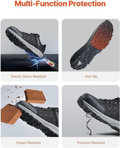 VEVOR Men's Aluminum Alloy Toe Lightweight Cushion Industrial Work Shoes Construction Sneakers Black in Saudi Arabia