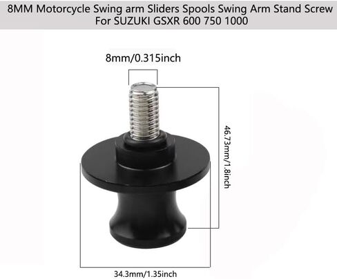Motorcycle 2PCS 8MM CNC Aluminum Swing arm Sliders Spools Swing Arm Stand Screw For SUZUKI GSXR 600 750 1000 (Black) in Saudi Arabia