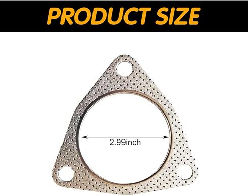 2 PCS Car Exhaust Gaskets, 2.48 Inchs ID Three Bolts Flange Exhaust Pipe Interface Gasket, High Temperature and High Pressure Flange Sealing Gasket, Universal Car Accessories (Silver) in Saudi Arabia