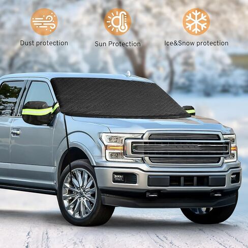 غطاء الزجاج الأمامي XHRING لشاحنة الجليد والثلج، غطاء مغناطيسي للسيارة مضاد للثلج، درع الصقيع مع أغطية مرآة جانبية متوافقة مع Ford F150 F-150 F250 Explorer وغيرها من شاحنات الالتقاط وسيارات الدفع الرباعي كبيرة الحجم in Kuwait