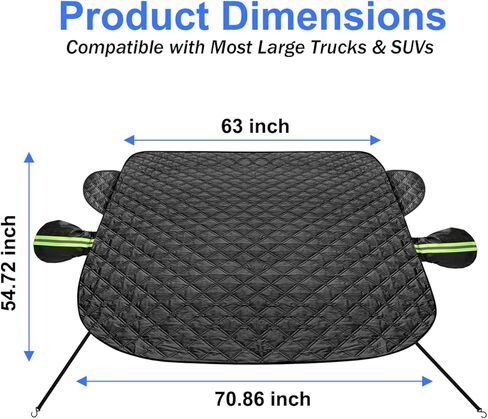 غطاء الزجاج الأمامي XHRING لشاحنة الجليد والثلج، غطاء مغناطيسي للسيارة مضاد للثلج، درع الصقيع مع أغطية مرآة جانبية متوافقة مع Ford F150 F-150 F250 Explorer وغيرها من شاحنات الالتقاط وسيارات الدفع الرباعي كبيرة الحجم in Kuwait