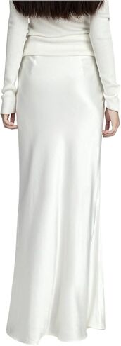 RARITYUS Women’s Silky Satin High Waist Maxi Skirt Elegant Flowy A Line Long Skirt Elastic Bodycon Mermaid Skirt in Saudi Arabia