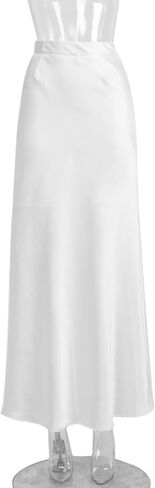 RARITYUS Women’s Silky Satin High Waist Maxi Skirt Elegant Flowy A Line Long Skirt Elastic Bodycon Mermaid Skirt in Saudi Arabia