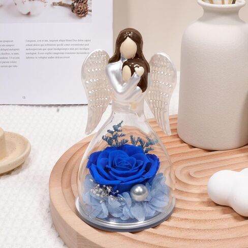 Miofula Preserved Flower Rose Gifts for Mom from Daughter, Glass Angel Figurines Mother Birthday Gift for Mom Daughter Gifts from Mom, Forever Rose Mom Gifts for Christmas, Mother Daughter Statue Gift in Kuwait