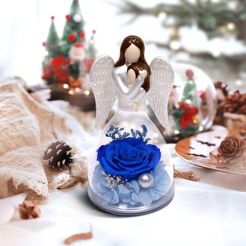 Miofula Preserved Flower Rose Gifts for Mom from Daughter, Glass Angel Figurines Mother Birthday Gift for Mom Daughter Gifts from Mom, Forever Rose Mom Gifts for Christmas, Mother Daughter Statue Gift in Kuwait