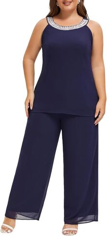 بالإضافة إلى حجم الدعاوى بانت أم العروس 3 قطعة مجموعات الشيفون اليد مخيط الماس حفل زفاف الزي in Kuwait