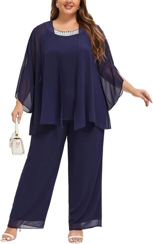 بالإضافة إلى حجم الدعاوى بانت أم العروس 3 قطعة مجموعات الشيفون اليد مخيط الماس حفل زفاف الزي in Kuwait