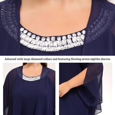 بالإضافة إلى حجم الدعاوى بانت أم العروس 3 قطعة مجموعات الشيفون اليد مخيط الماس حفل زفاف الزي in Kuwait