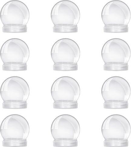 Auihiay 12PCS DIY Snow Globe - Clear Plastic Water Globe, Plastic Snow Globe Kit with Screw Off Cap for DIY Craft and Christmas Decoration (2.8 Inch) in Saudi Arabia