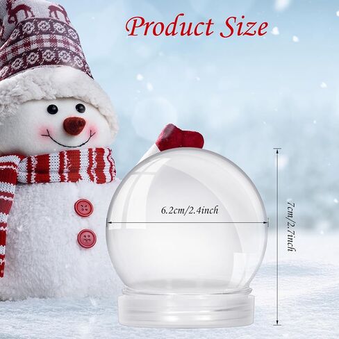 Auihiay 12PCS DIY Snow Globe - Clear Plastic Water Globe, Plastic Snow Globe Kit with Screw Off Cap for DIY Craft and Christmas Decoration (2.8 Inch) in Saudi Arabia