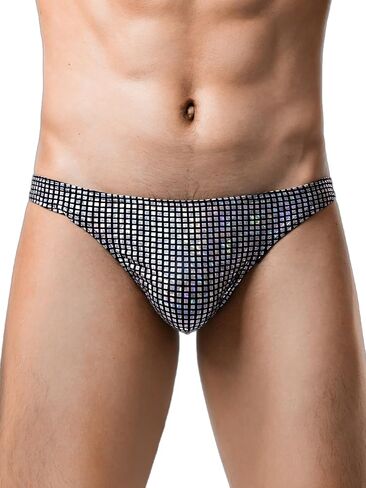 Sexy Underwear For Men, Low Rise Brief, Metallic Checkered in Saudi Arabia