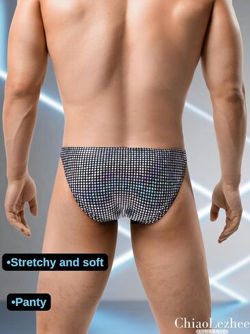 Sexy Underwear For Men, Low Rise Brief, Metallic Checkered in Saudi Arabia