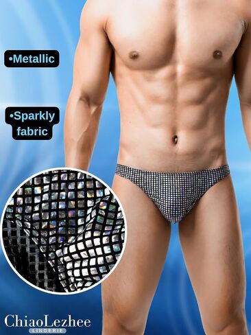 Sexy Underwear For Men, Low Rise Brief, Metallic Checkered in Saudi Arabia