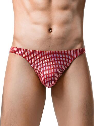 Sexy Underwear For Men, Low Rise Brief, Metallic Checkered in Saudi Arabia