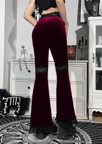 TSMNZMU Womens Gothic Velvet Pants Punk Grunge High Waist Trousers Vintage Alt Harajuku Pants Emo Hip-Hop Dance Pants in Kuwait