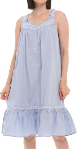 Alexander Del Rossa Embroidered 100% Cotton Nightgowns for Women, Short Sleeveless Summer Womens Cotton Nightgown in Saudi Arabia