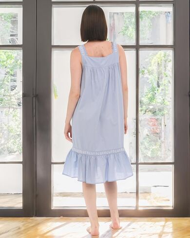 Alexander Del Rossa Embroidered 100% Cotton Nightgowns for Women, Short Sleeveless Summer Womens Cotton Nightgown in Saudi Arabia