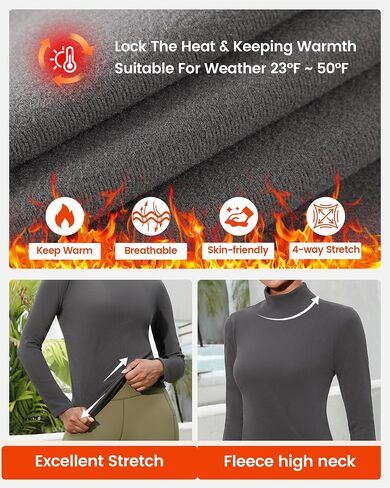 Angel season Fleece Thermal Shirts for Women Mock Neck Long Sleeve Workout Top Athletic Base Layer for Cold Weather Gear in Kuwait