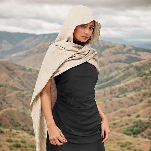 Unisex Fashion Shawl Scarf Capes Medieval Cape Shawl Scarfs Hooded Linen Hooded Cowl in Kuwait