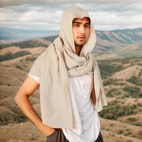 Unisex Fashion Shawl Scarf Capes Medieval Cape Shawl Scarfs Hooded Linen Hooded Cowl in Kuwait