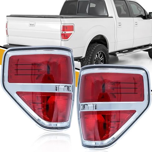 مجموعة مصابيح الذيل متوافقة مع Ford F150 2009 2010 2011 2012 2013 2014، استبدال المصباح الخلفي بنمط الدخان F-150، بدون مصابيح وحزام، بدون مصابيح LED، بدون نقطة عمياء، الجانب الأيسر والأيمن in Kuwait