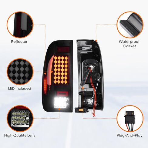 مصباح خلفي LED + مصباح شحن الفرامل الثالث لسيارة Ford F250 F350 F450 F550 Super Duty 1999-2007، مجموعة الضوء الخلفي للتركيب العالي، F85Z13405CA، F85Z13404CA، FO2800117، FO2801117 in Kuwait