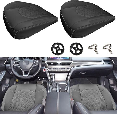 ramuel Universal Fit Leather Car Seat Covers for Cars Front Seat Cover Protector Seat Cushion Pad Mat Protect Edge Wrapping Anti-Slip for Most Cars, Pickup, Sedan, Truck, SUV (2pc Black) in Saudi Arabia